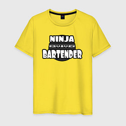 Футболка хлопковая мужская Ниндзя бармен, цвет: желтый