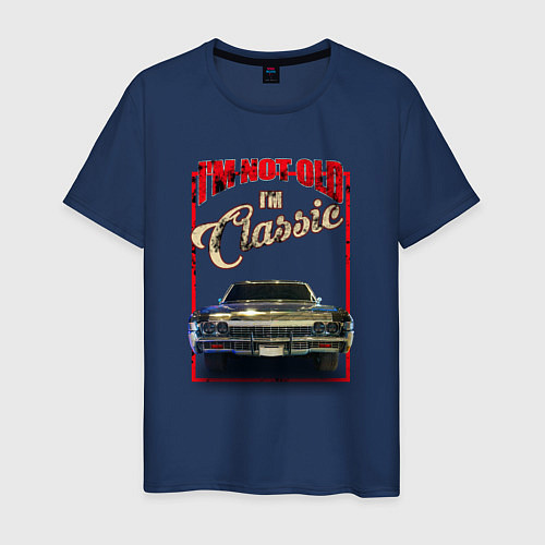 Мужская футболка Классика автомобиль Chevrolet Impala / Тёмно-синий – фото 1