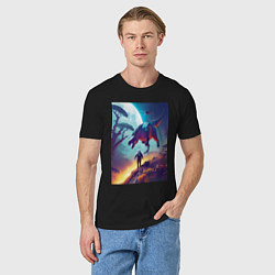 Футболка хлопковая мужская Космонавт на затерянной планете, цвет: черный — фото 2
