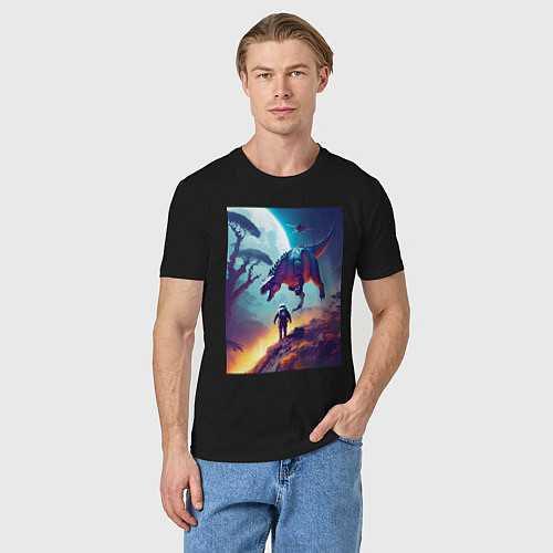 Мужская футболка Космонавт на затерянной планете / Черный – фото 3