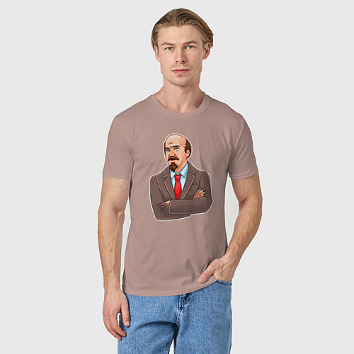 Мужская футболка Ленин закатывает глаза / Пыльно-розовый – фото 3