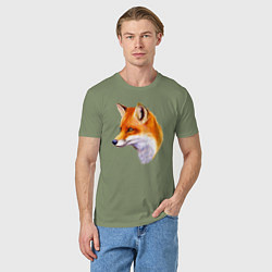 Футболка хлопковая мужская Лиса смотрит, цвет: авокадо — фото 2