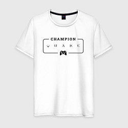 Футболка хлопковая мужская Quake gaming champion: рамка с лого и джойстиком, цвет: белый