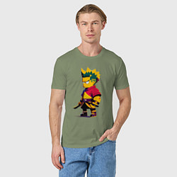 Футболка хлопковая мужская Bart Simpson samurai - neural network, цвет: авокадо — фото 2