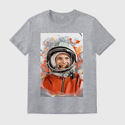 Футболка хлопковая мужская Гагарин арт, цвет: меланж