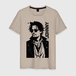 Футболка хлопковая мужская Johnny Depp - graphics, цвет: миндальный
