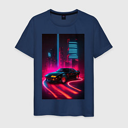 Футболка хлопковая мужская KITT auto - неон, цвет: тёмно-синий
