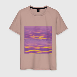 Футболка хлопковая мужская Сиреневое море, цвет: пыльно-розовый