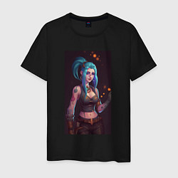 Футболка хлопковая мужская Arcane league of legends Jinx, цвет: черный