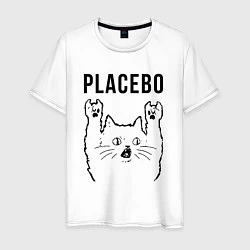 Футболка хлопковая мужская Placebo - rock cat, цвет: белый