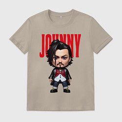 Футболка хлопковая мужская Johnny Depp - cool dude - pop art, цвет: миндальный