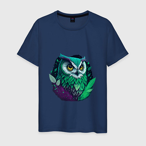 Мужская футболка Изумрудная сова / Тёмно-синий – фото 1