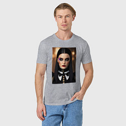 Футболка хлопковая мужская Уэнсдей А, цвет: меланж — фото 2