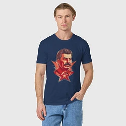 Футболка хлопковая мужская Граффити Сталин, цвет: тёмно-синий — фото 2