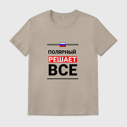Футболка хлопковая мужская Полярный решает все, цвет: миндальный