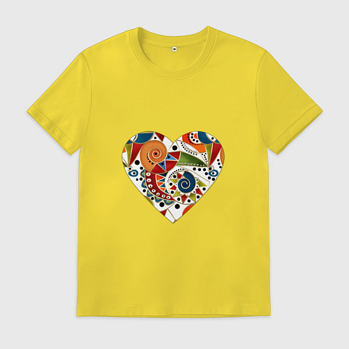 Мужская футболка Сердце с абстрактным узором / Желтый – фото 1