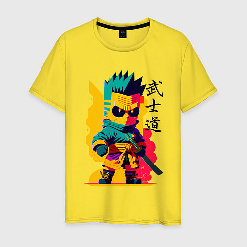 Мужская футболка Bart Simpson - samurai - bushido / Желтый – фото 1