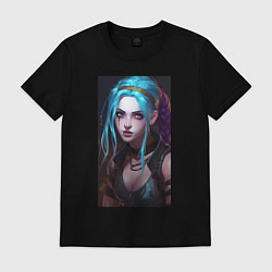 Футболка хлопковая мужская Fantasy Jinx Arcane League of Legends, цвет: черный