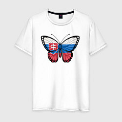 Футболка хлопковая мужская Словакия бабочка, цвет: белый