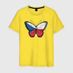 Футболка хлопковая мужская Чехия бабочка, цвет: желтый