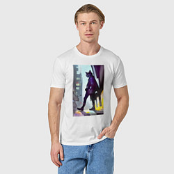 Футболка хлопковая мужская Чёрный котяра на своём районе - Бронкс, цвет: белый — фото 2