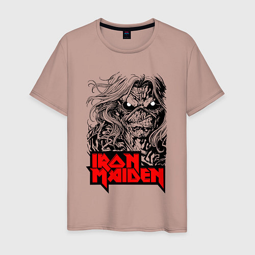 Мужская футболка Iron Maiden eyes / Пыльно-розовый – фото 1