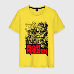 Футболка хлопковая мужская Iron Maiden eyes, цвет: желтый