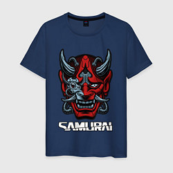 Футболка хлопковая мужская Samurai mask, цвет: тёмно-синий
