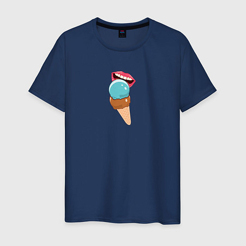Мужская футболка Голубое и шоколадное мороженое / Тёмно-синий – фото 1