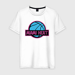 Футболка хлопковая мужская Miami Heat team, цвет: белый