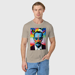 Футболка хлопковая мужская Salvador Dali - pop art - neural network, цвет: миндальный — фото 2