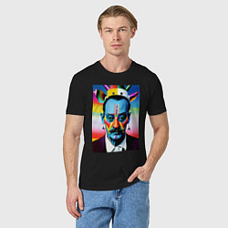 Футболка хлопковая мужская Salvador Dali - pop art - neural network, цвет: черный — фото 2