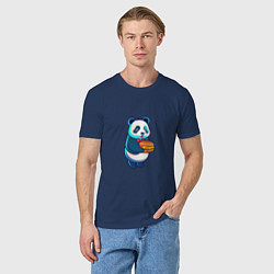 Футболка хлопковая мужская Милая панда с чизбургером, цвет: тёмно-синий — фото 2