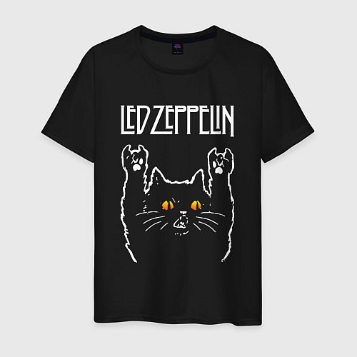 Мужская футболка Led Zeppelin rock cat / Черный – фото 1