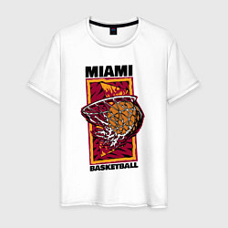 Футболка хлопковая мужская Miami Heat shot, цвет: белый