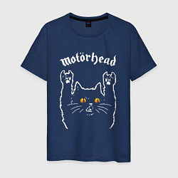 Футболка хлопковая мужская Motorhead rock cat, цвет: тёмно-синий