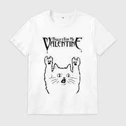 Футболка хлопковая мужская Bullet For My Valentine - rock cat, цвет: белый