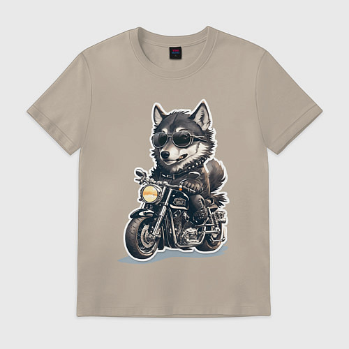 Мужская футболка Волчья сила на двух колесах / Миндальный – фото 1