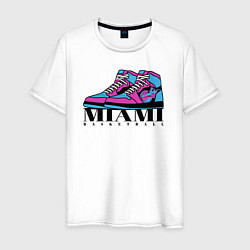 Футболка хлопковая мужская Basketball Miami, цвет: белый