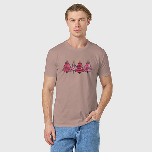 Мужская футболка Новогодние деревья / Пыльно-розовый – фото 3