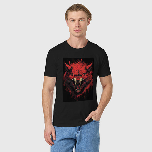 Мужская футболка Красный волк / Черный – фото 3
