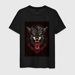 Футболка хлопковая мужская Черный волк, цвет: черный