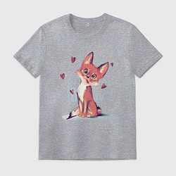 Футболка хлопковая мужская Лис кривляется, цвет: меланж