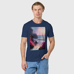 Футболка хлопковая мужская Вечер в бухте, цвет: тёмно-синий — фото 2