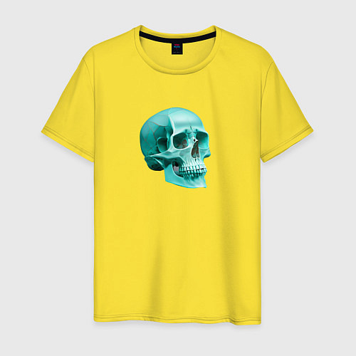 Мужская футболка Череп цвета Тиффани - нейросеть / Желтый – фото 1
