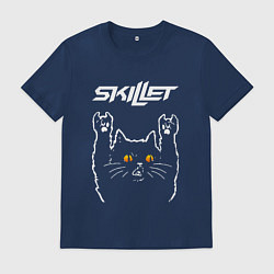 Футболка хлопковая мужская Skillet rock cat, цвет: тёмно-синий