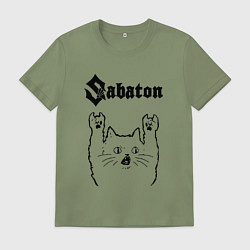Футболка хлопковая мужская Sabaton - rock cat, цвет: авокадо