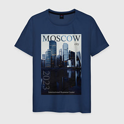 Футболка хлопковая мужская Moscow city обложка журнала, цвет: тёмно-синий