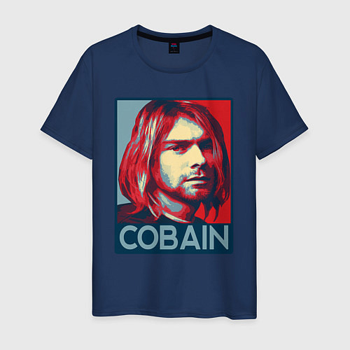 Мужская футболка Nirvana - Kurt Cobain / Тёмно-синий – фото 1