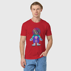 Футболка хлопковая мужская Мишка космонавт, цвет: красный — фото 2